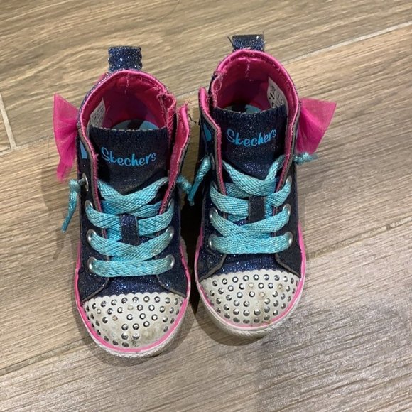 Skechers Girls Twinkle Toe Lite Up High Top Sneakers Running Shoes Size 8 - Picture 2 of 8